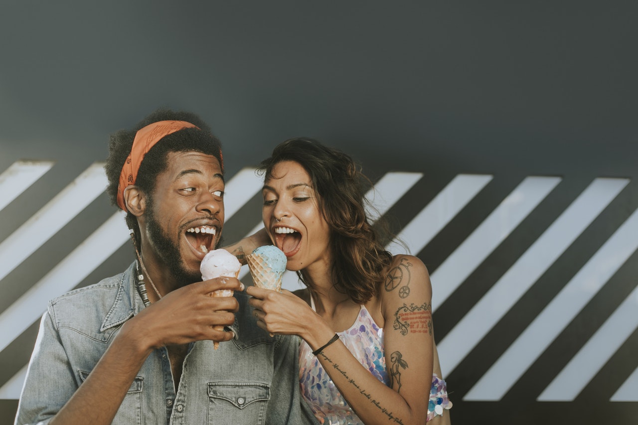 Sexual intimacy issues means enjoying each other like this couple eating ice cream togetheram and enjoying each other